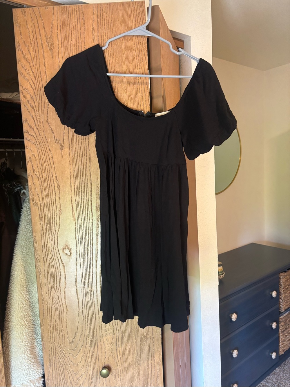 Altar’d State Black Short Sleeve Babydoll Dress